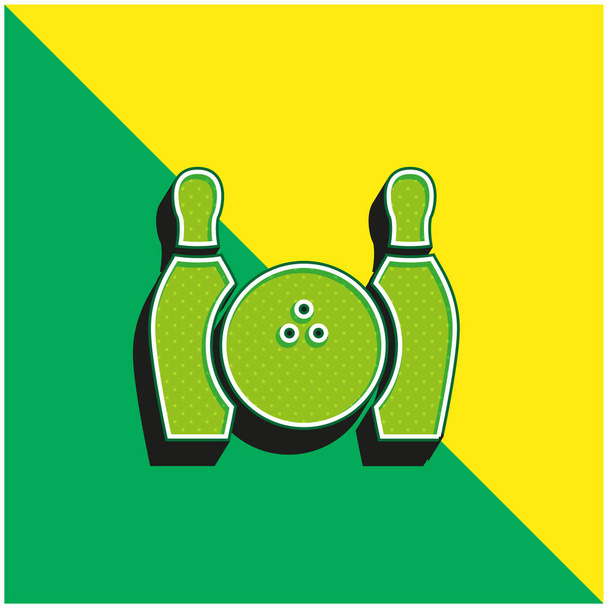 Bowling Ball And Two Bowls Green and yellow modern 3d vector icon logo - Vector, Image