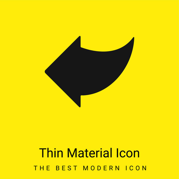 Flèche gauche noire icône matérielle jaune vif minimale - Vecteur, image