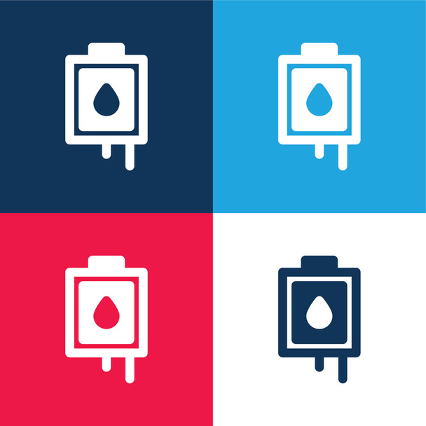 青と赤の4色の最小アイコンセット - ベクター画像