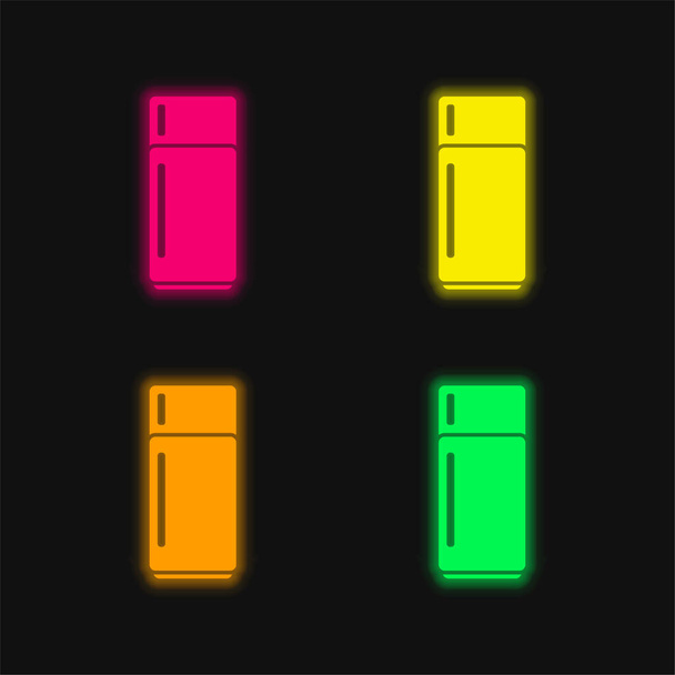 Grande frigorifero quattro colori luminosi icona vettoriale al neon - Vettoriali, immagini