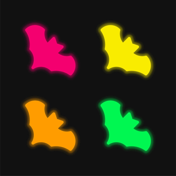 Bat quattro colori incandescente icona al neon vettore - Vettoriali, immagini
