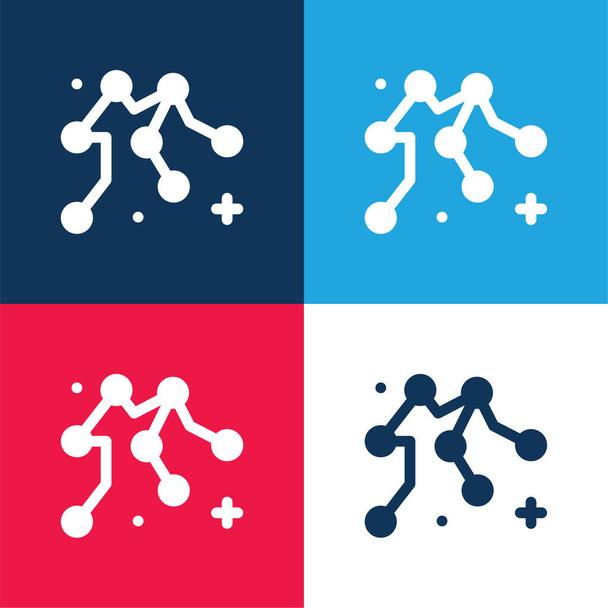 Aquarius blue and red four color minimal icon set - Vector, Image