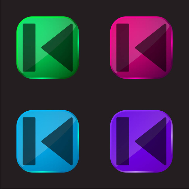 Zpět čtyři barvy skleněné tlačítko ikona - Vektor, obrázek