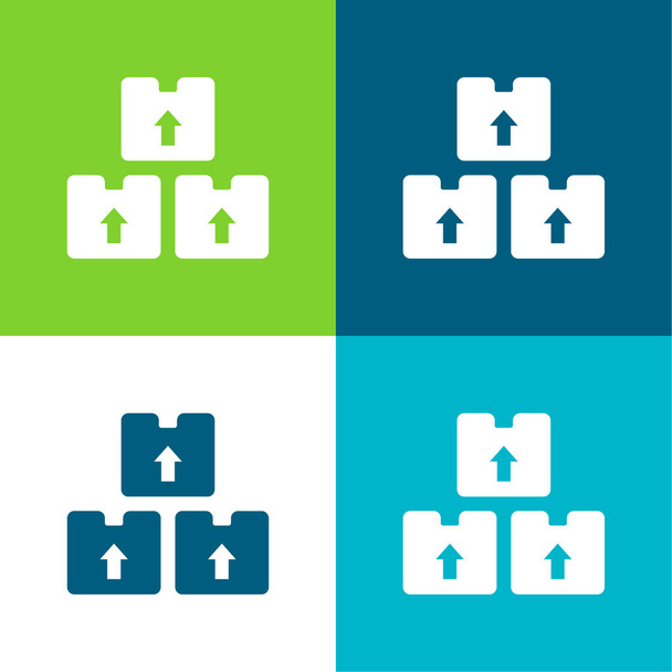 Caixas Flat quatro cores conjunto de ícones mínimos - Vetor, Imagem
