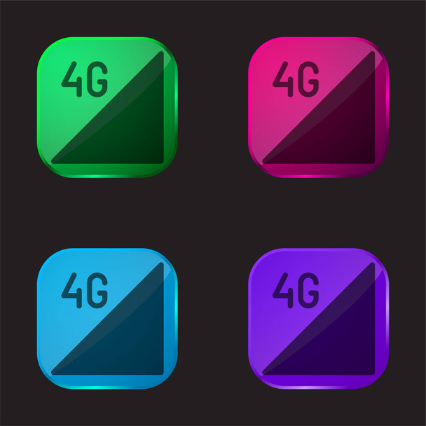 4g four color glass button icon - Vector, Image