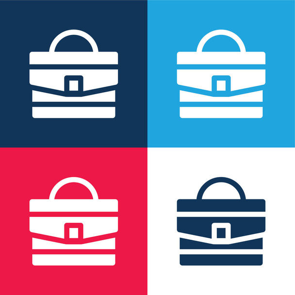Bolsa azul y rojo de cuatro colores mínimo icono conjunto - Vector, Imagen