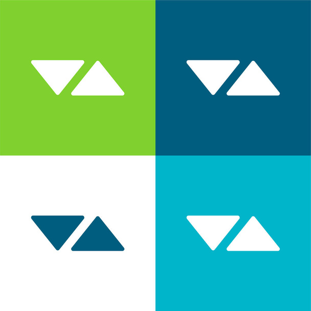 Βέλη τρίγωνα που δείχνουν προς τις αντίθετες πλευρές Επίπεδο σύνολο τεσσάρων χρωμάτων minimal εικονίδιο - Διάνυσμα, εικόνα