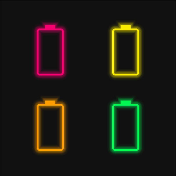 Bateria cztery kolor świecący neon wektor ikona - Wektor, obraz
