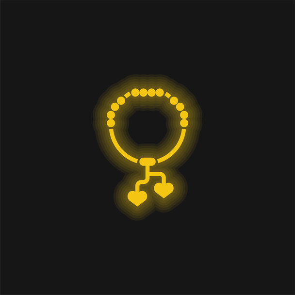armband geel gloeiende neon icoon - Vector, afbeelding