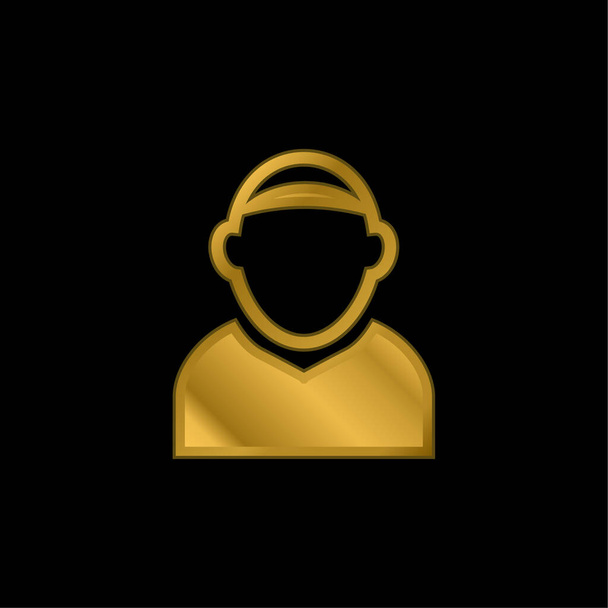 Bald Male Avatar gold plated metalic icon or logo vector - Vector, Image