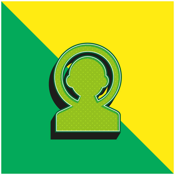 Astronot Yeşil ve Sarı 3D vektör simgesi logosu - Vektör, Görsel