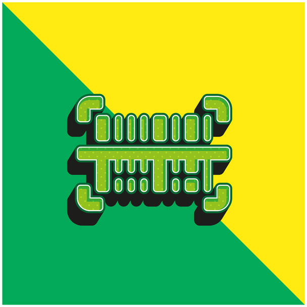 Código de barras verde y amarillo moderno vector 3d icono logo - Vector, imagen