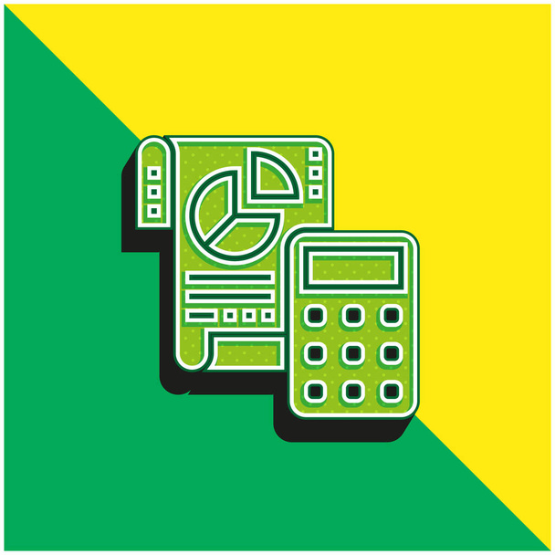 Accounting Groen en geel modern 3D vector pictogram logo - Vector, afbeelding