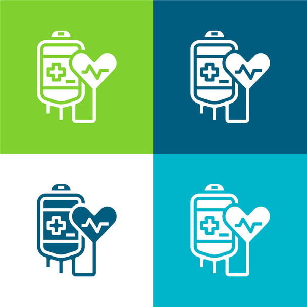 Véradás Lapos négy szín minimális ikon készlet - Vektor, kép