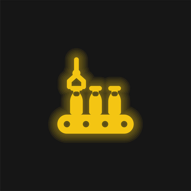 Linia montażowa żółta świecąca ikona neonu - Wektor, obraz