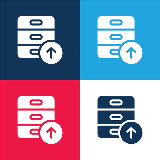 Arquivo azul e vermelho conjunto de ícones mínimos de quatro cores - Vetor, Imagem