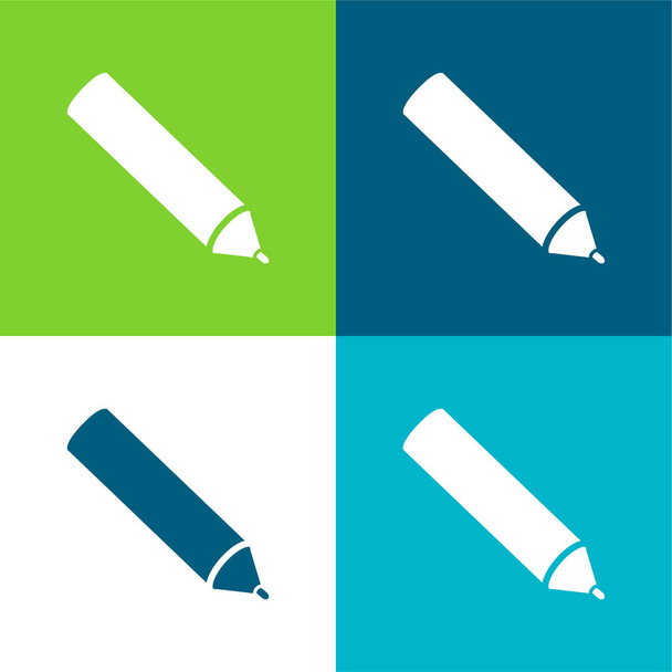 Black Pen Flat négy szín minimális ikon készlet - Vektor, kép