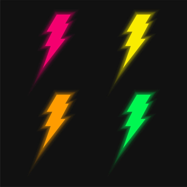 Bolt τεσσάρων χρωμάτων λαμπερό εικονίδιο διάνυσμα νέον - Διάνυσμα, εικόνα