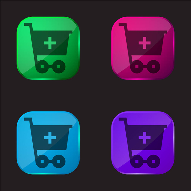 Přidat do košíku ikonu čtyř barevných skel - Vektor, obrázek