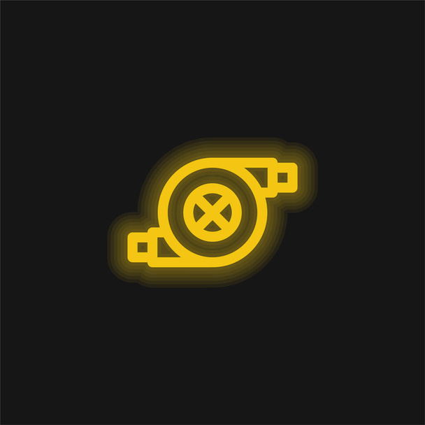 Filtro de ar amarelo brilhante ícone de néon - Vetor, Imagem