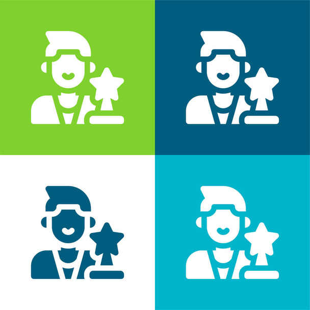 Actor Flat four color minimal icon set - Vector, Image