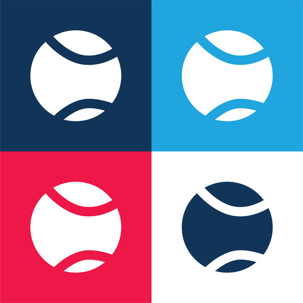 Míč modrá a červená čtyři barvy minimální ikona nastavena - Vektor, obrázek