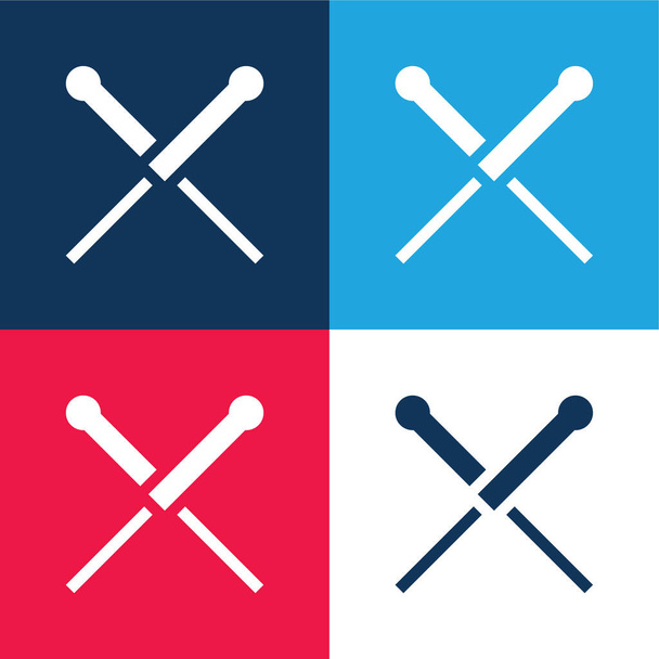 Acupuntura azul y rojo conjunto de iconos mínimo de cuatro colores - Vector, Imagen