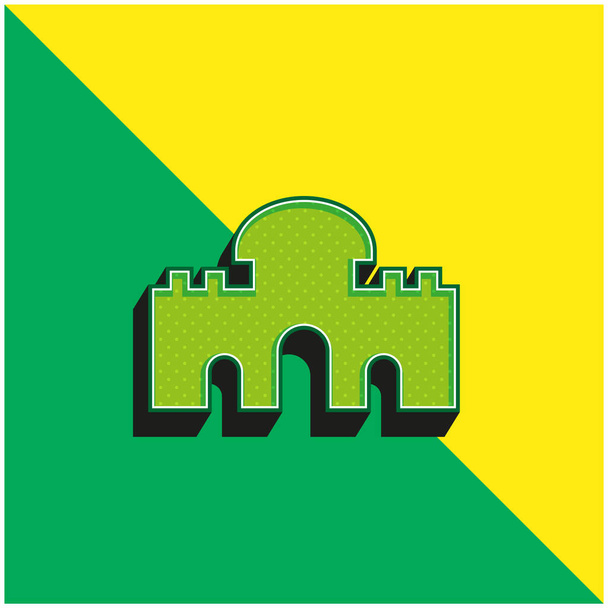 Alcala Gate緑と黄色のモダンな3Dベクトルアイコンのロゴ - ベクター画像
