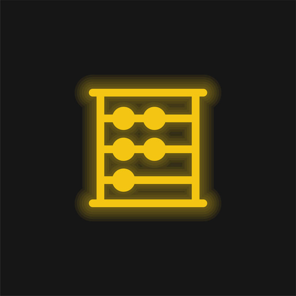 Abacus yellow glowing neon icon - Vector, Image