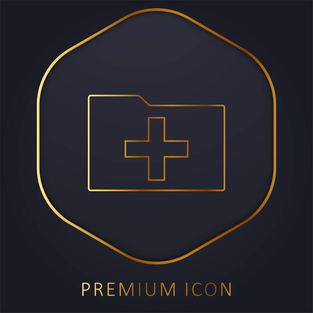 Añadir interfaz de carpeta Símbolo de línea dorada logotipo premium o icono - Vector, Imagen