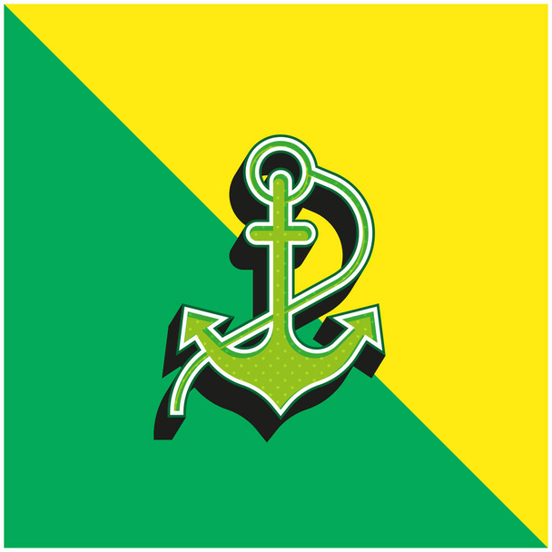 Анхор зелений і жовтий сучасний 3d векторний логотип ікони - Вектор, зображення