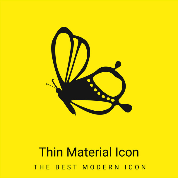 Beauté sur papillon vue de côté Design minimaliste jaune vif icône matérielle - Vecteur, image