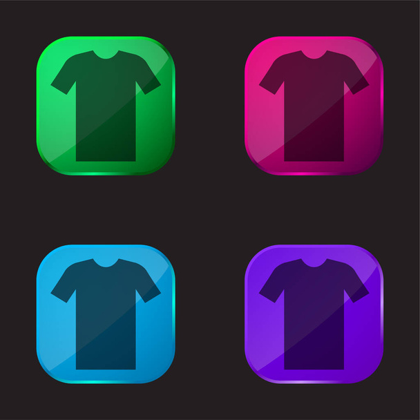 Tshirt nera quattro colori icona pulsante di vetro - Vettoriali, immagini