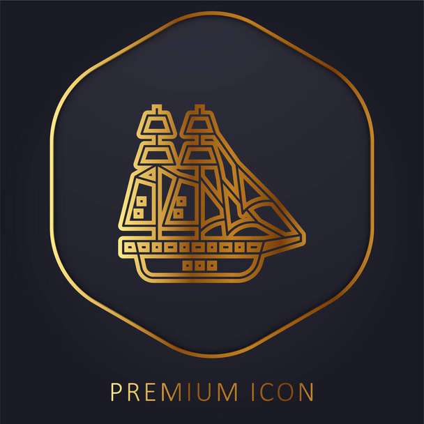 Barque golden line premium logo or icon - Vector, Image