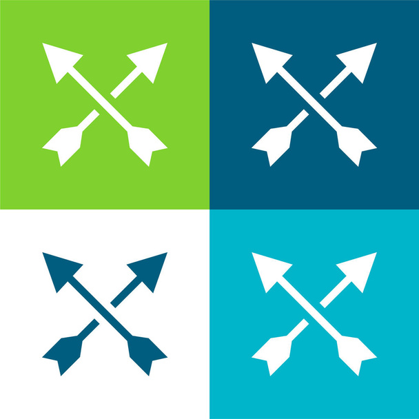 Flèches plat quatre couleurs minimum jeu d'icônes - Vecteur, image