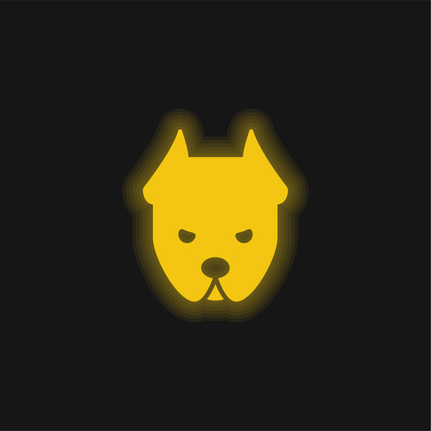 Angry Dog yellow glowing neon icon - Vector, Image