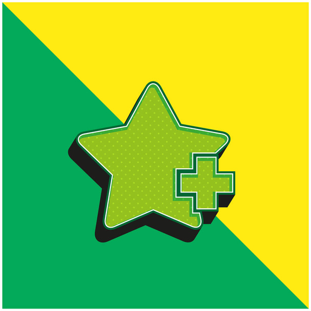 Add Favorite Star Interface Symbol Green and yellow modern 3d vector icon logo - Vector, Image