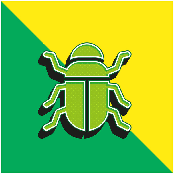 Beetle Πράσινο και κίτρινο σύγχρονο 3d διάνυσμα εικονίδιο λογότυπο - Διάνυσμα, εικόνα