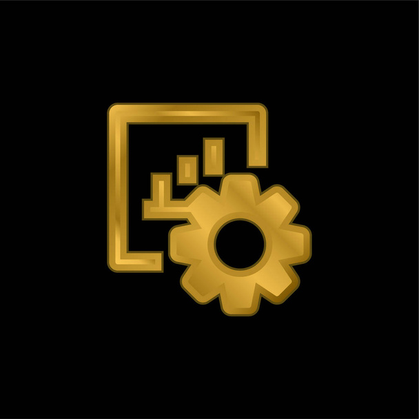 Bar grafico oro placcato icona metallica o logo vettoriale - Vettoriali, immagini