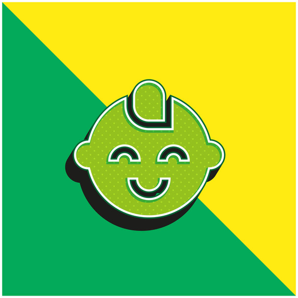 Baby Boy Πράσινο και κίτρινο σύγχρονο 3d διάνυσμα εικονίδιο λογότυπο - Διάνυσμα, εικόνα