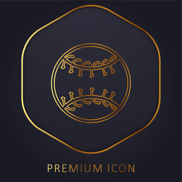 Esquema de pelota de béisbol línea dorada logotipo premium o icono - Vector, imagen