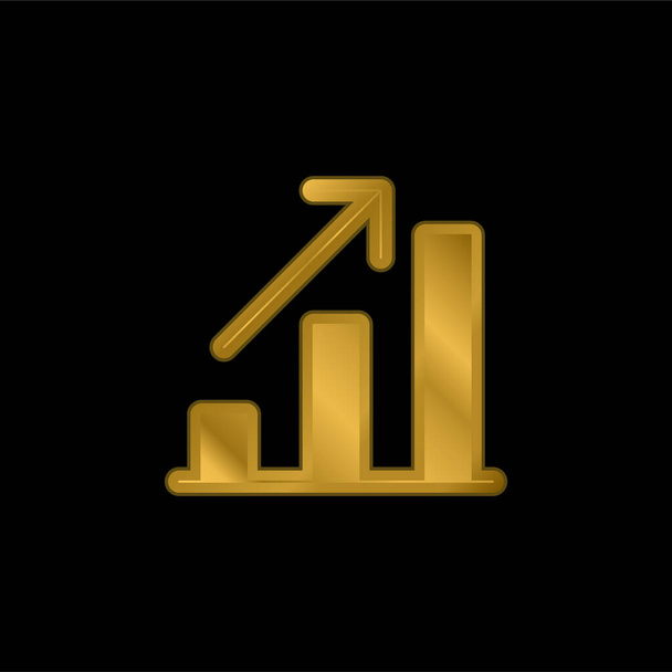 Análisis chapado en oro icono metálico o vector de logotipo - Vector, imagen