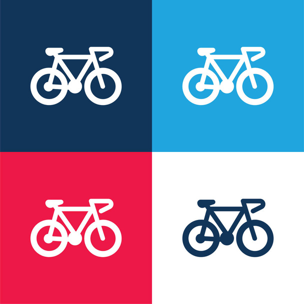 Bicicletta blu e rosso quattro colori minimo set di icone - Vettoriali, immagini