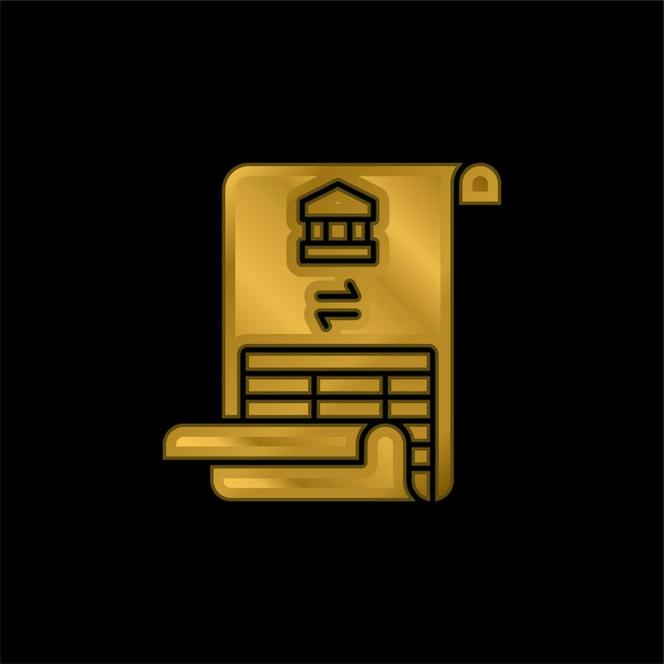 Banka beyanı altın kaplama metalik simge veya logo vektörü - Vektör, Görsel