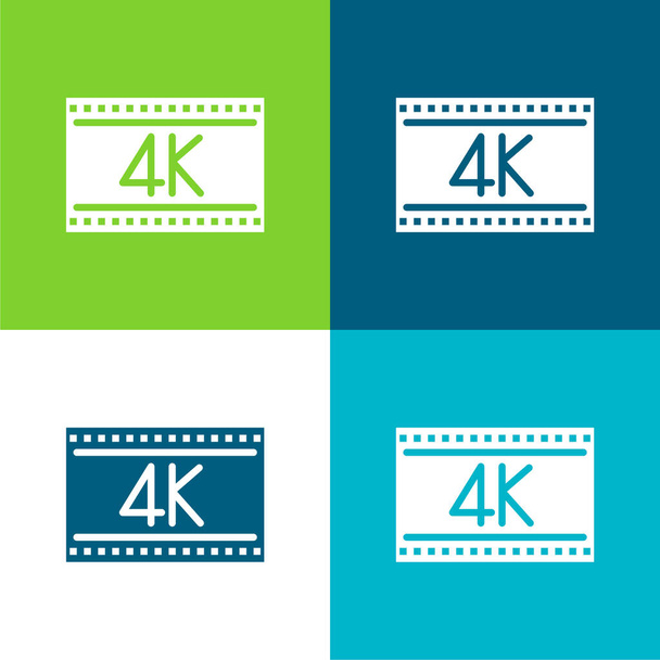 4k Set di icone minime a quattro colori piatti - Vettoriali, immagini