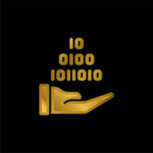 Código binario chapado en oro icono metálico o logotipo vector - Vector, imagen