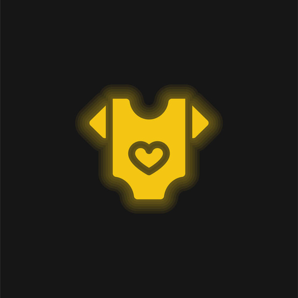 Vêtements bébé jaune brillant icône néon - Vecteur, image