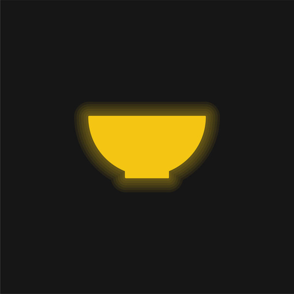 Bowl keltainen hehkuva neon kuvake - Vektori, kuva