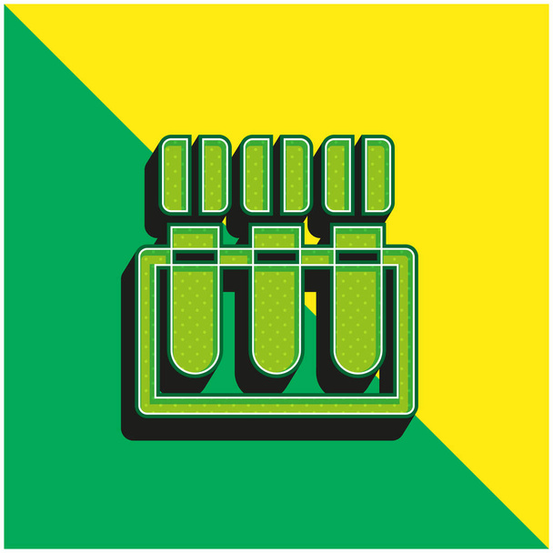 Teste de sangue Verde e amarelo moderno logotipo vetor 3d ícone - Vetor, Imagem