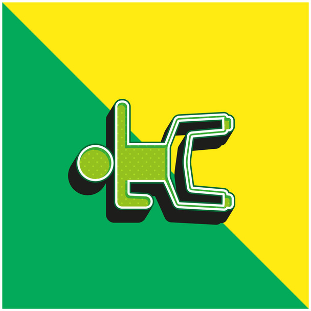 Хлопчик лежить на підлозі з рукавом зелений і жовтий сучасний 3d векторний логотип
 - Вектор, зображення